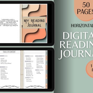 Digital Reading Journal | Digital Reading Planner | Goodnotes reading Journal | Book Log | Reading Tracker | Horizontal Landscape Version