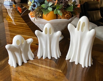Set of 3 Spooky Lighted Halloween Ghosts With LED Tea Lights
