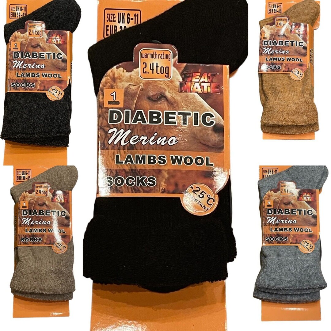 Diabetic Socks Lambs Wool Merino 1 Pair 2.4 Tog Warmth Etsy UK