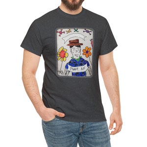 T Shirt Line Art Doodle Graphic Cotton Tee Unisex Punk AF Mens Womens Hand Drawn