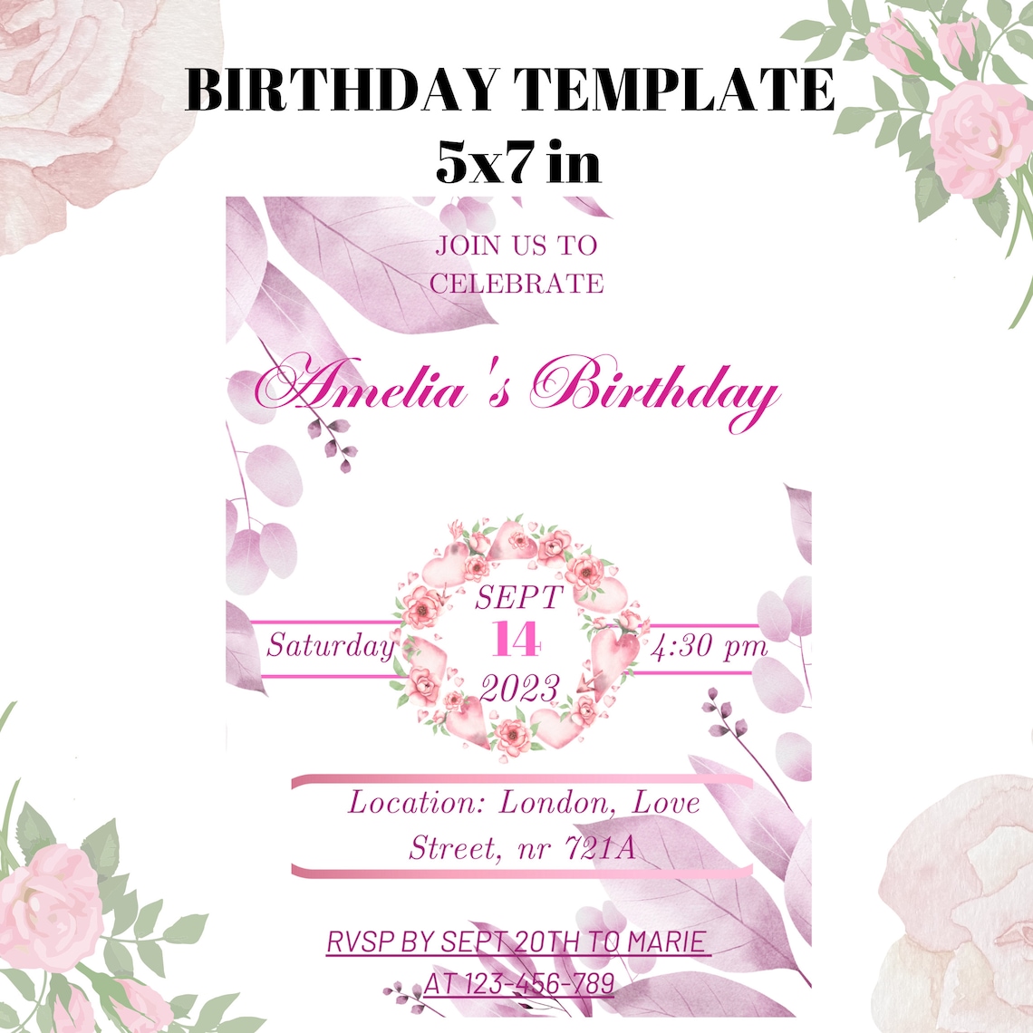 Printable Birthday Party Invitation Editable Girl Templates - Etsy