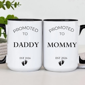 Promoted to Mommy and Daddy Mug Set, New Parents Gift, Mom and Dad Est. Coffee Mug, First Time Mom and Dad Mug Set, New Parents Mug Set