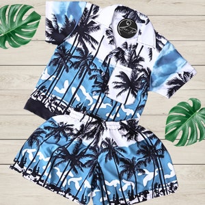 Kids Hawaiian Shirts, Boy hawaiian shirts ,Hawaiian Floral Shirts,Short Sleeve Casual Button Down Tropical- On the beach