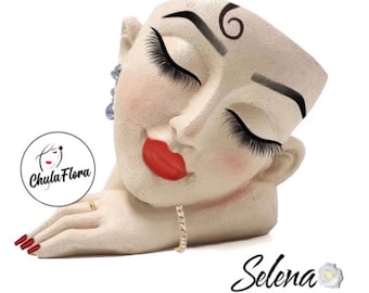 SELENA Inspired Hand Painted Resin Flower Planter – Decorative Flower Pot, Indoor Decor