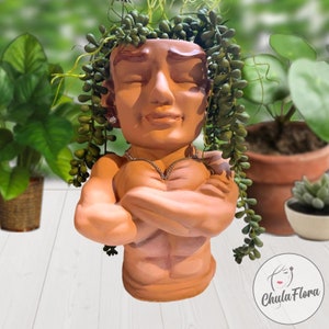 Style: El GUAPO - Decorative Resin Hand Painted Flower Planter - Face Planter - Head Planter - Face Pot - FREE SHIPPING!