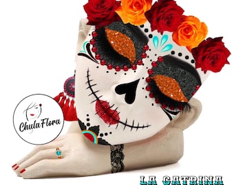 LA CATRINA - Hand Painted Resin Flower Planter – Decorative Flower Pot, Indoor Decor