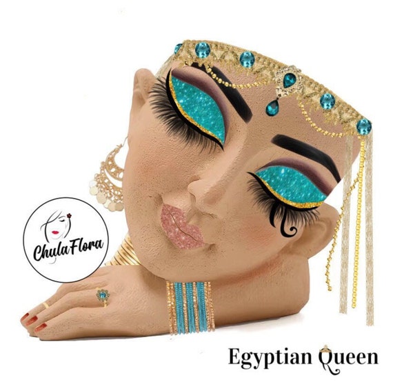 EGYPTIAN QUEEN - Hand Painted Resin Flower Planter – Decorative Flower Pot, Indoor Decor