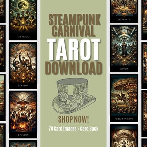 Cartas de tarô de carnaval Steampunk para download digital para impressão