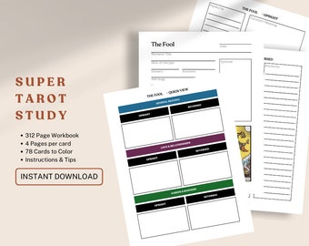 De Kaart van de Dag SUPER Tarot Studie Werkboek MET Kaarten om in te kleuren!