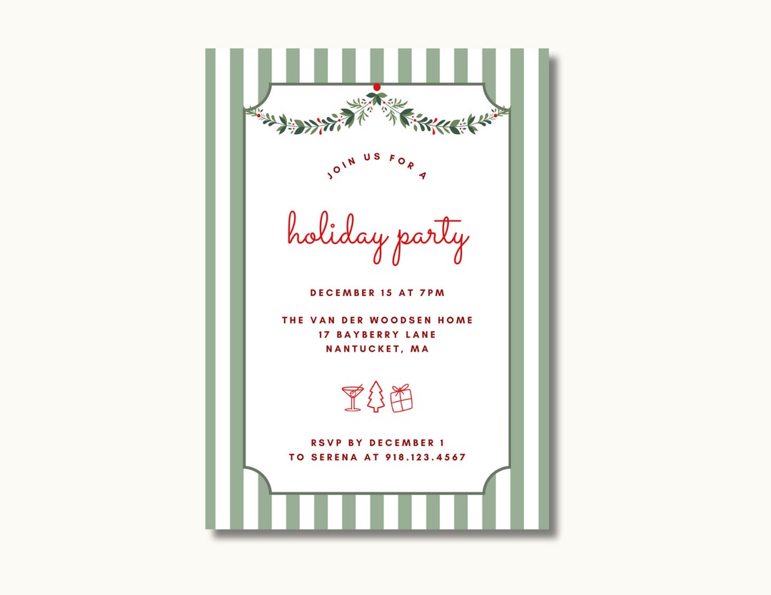 Holiday Party Invitation Template Customizable Christmas - Etsy