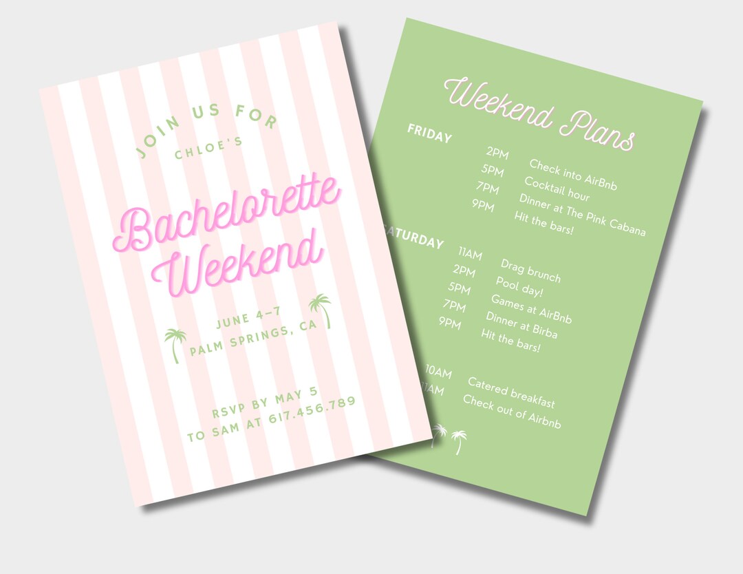Deluxe Bachelorette Invitation And Itinerary Customizable Etsy