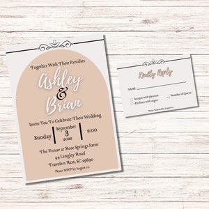 Wedding Invitation | RSVP Card - Beige Arch