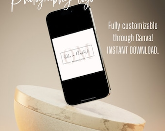 INSTANT DOWNLOAD Customizable photography logo template in Canva, marketing logo, social media logo
