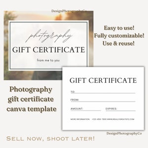 Fotograf Foto Canva Vorlage, Fotografie Canva Geschenkkarte, Geschenkgutschein Vorlagen, druckbare Vorlage
