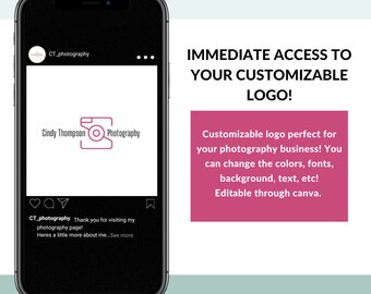 Customizable photography logo template in Canva