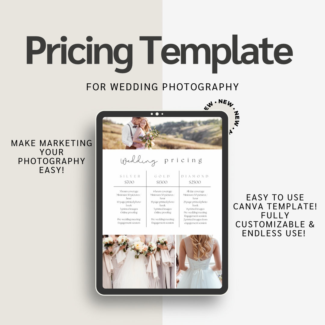 Photography Pricing Guide Template, Photographer Price Guide for CANVA ...