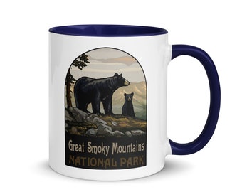 Smoky Mountains nationalpark mugg, björnlandskap kaffekopp