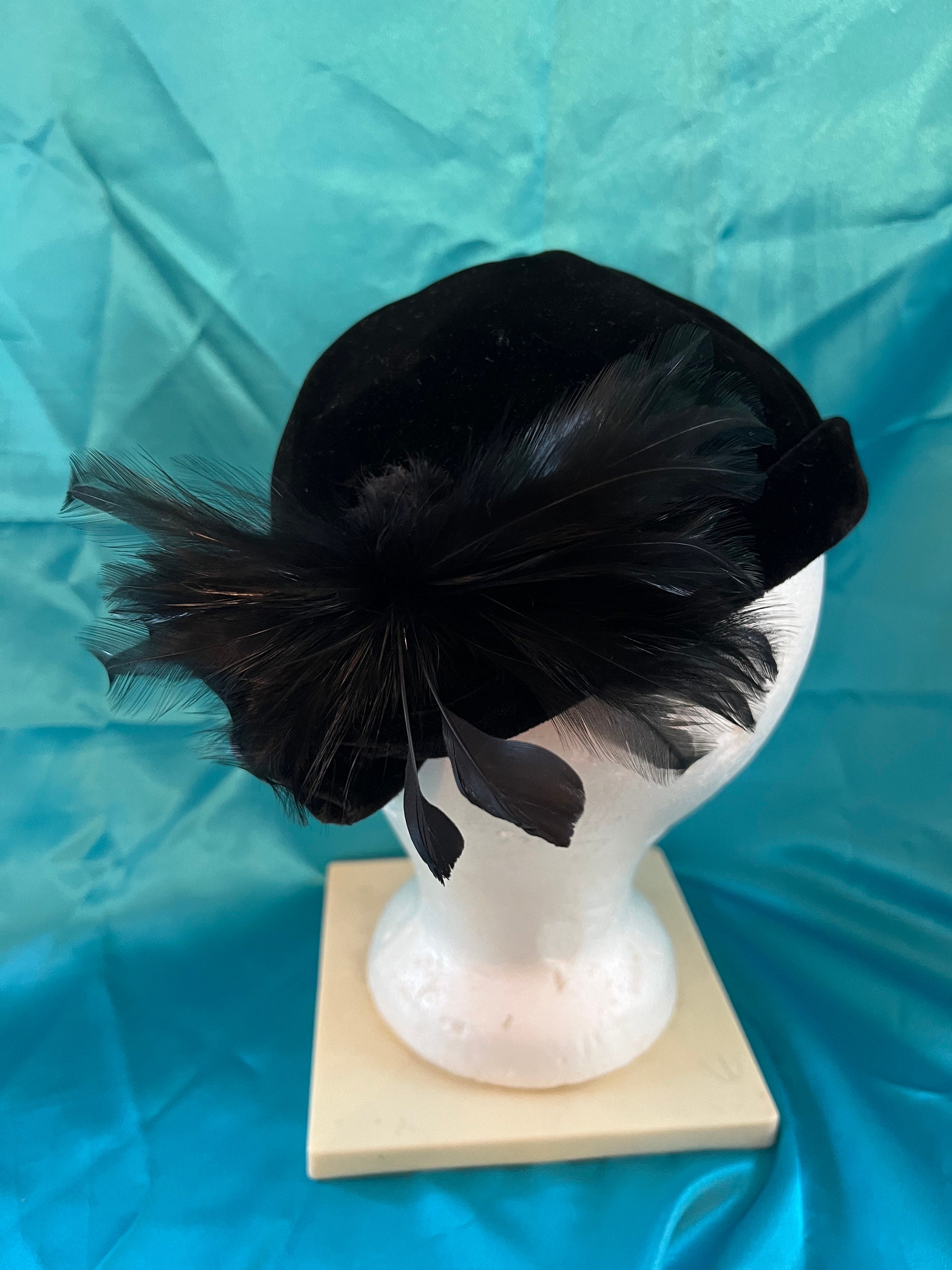 Vintage Feather Pillbox Hat - Etsy