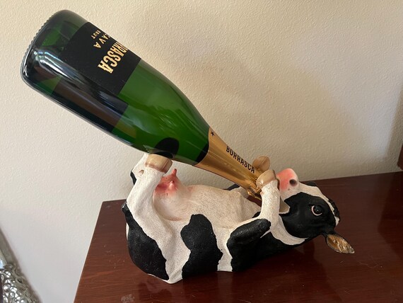 Drinking Cow Wine Bottle Holder Statue Etsy UK