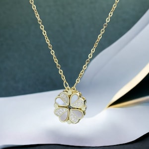 Silver/Gold Sterling Silver Four Heart Necklace - Four Leaf  Chain - Dainty Necklace - Minimalist Necklace - Perfect Gift