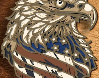 Layered Eagle Display Independence Day Decor July 4th Decoration Patriotic Decor 3D Wall Art