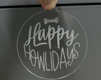 Personalized Pet Ornament, Frosty Engraved Acrylic, Pet Lover Gift