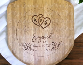 Personalized Pizza Peel: Engraved Bamboo Board, Engagement Gift