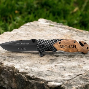 Personalized Pocket Knife Groomsmen Gifts for Him Engraved Knife Custom Wedding Gift Fathers Day Gift for Men Anniversary Gift