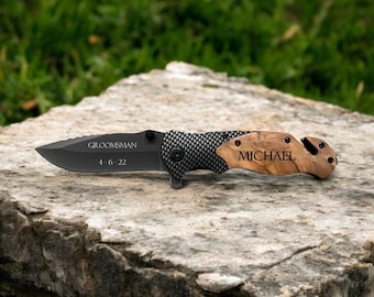 Engraved Pocket Knife, Personalized Groomsmen Gift