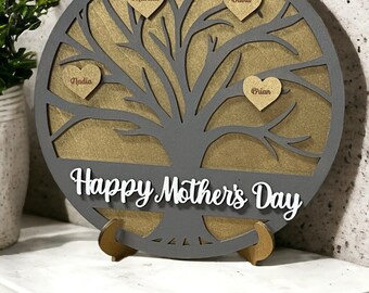 Personalized Family Tree Mother's Day Gift, Engraved Wood Sign