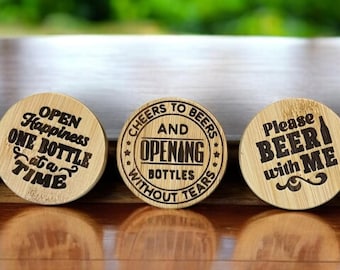 Personalized Wooden Magnetic Bottle Opener: Groomsmen Gift