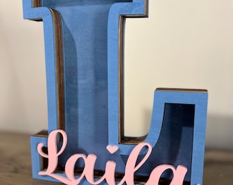 Personalized Wooden Letter Bank: Custom Nursery Decor