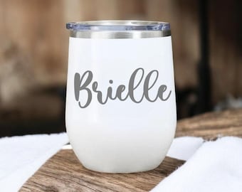 Personalized Wine Tumbler: Engraved Stainless Steel, Bridesmaid Gift