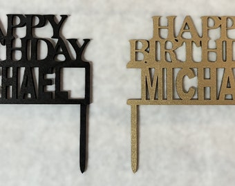 Personalized Birthday Cake Topper: Birch Wood Party Decor
