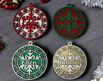 Personalized Snowflake Christmas Ornament: 3D Birch Decor