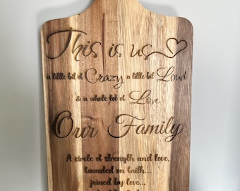 Personalized Acacia Wood Cutting Board, Laser Engraved Gift