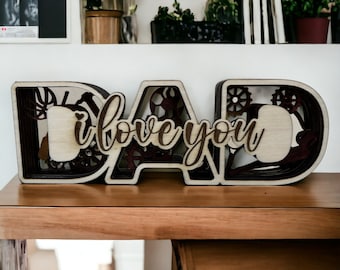 Layered Birch Dad Sign: I Love You Father's Day Display