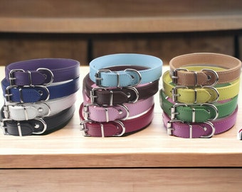 Personalized Leather Pet Collar with Engraved Tag