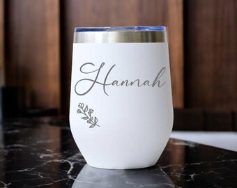 Engraved Wine Tumbler: Personalized 12oz Stainless Steel Bridesmaid Gift