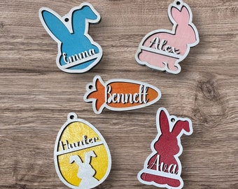 Personalized Easter Basket Tag: Custom Laser Cut Wood Name Tag