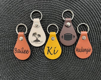Custom Leather Keychain: Personalized Engraved Monogram Gift