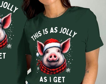 Funny Pig Christmas T-Shirt Sweatshirt or Hoodie: Santa Hat Holiday Tee, Sweatshirt, or Hoodie