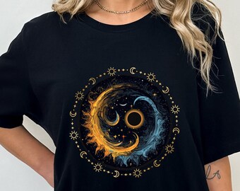 T-shirt zonsverduistering: T-shirt boho Sun Moon-afbeelding