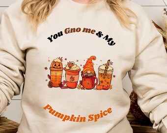 Bluza Gnome Pumpkin Spice: Jesienny sweter z okrągłym dekoltem w Święto Dziękczynienia