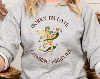 Fairycore Sweatshirt: Magic Mushroom, Fireflies, Cottagecore Crewneck