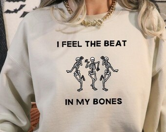 Dancing Skeletons Halloween Crewneck Sweatshirt: Spooky Season Gift