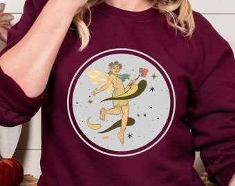 Fairy Moon Stars Crewneck Sweatshirt: Cottagecore Magic