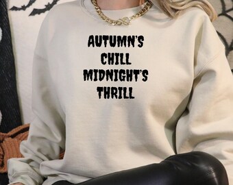 Sudadera de cuello redondo de Halloween Autumn's Chill: Temporada espeluznante