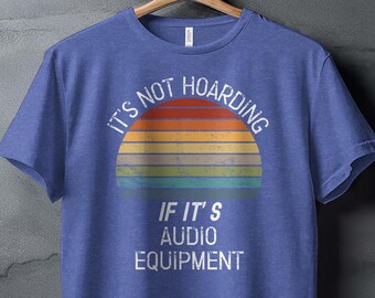 Camiseta, sudadera o sudadera con capucha de equipo de audio retro: regalo vintage de colección con temática de atardecer.