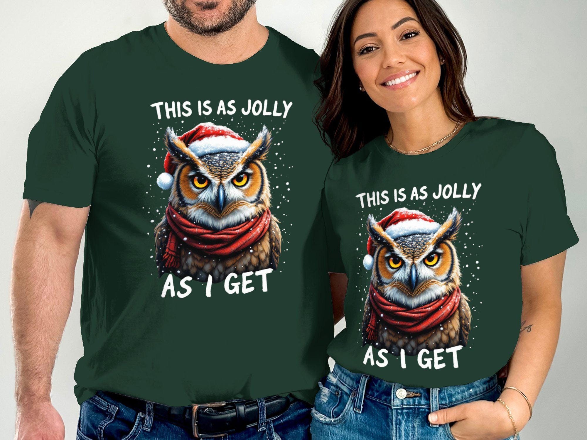 Grumpy Owl Christmas T-Shirt Sweatshirt or Hoodie, Funny Jolly As I Get Sarcastic Holiday Shirt, Uni